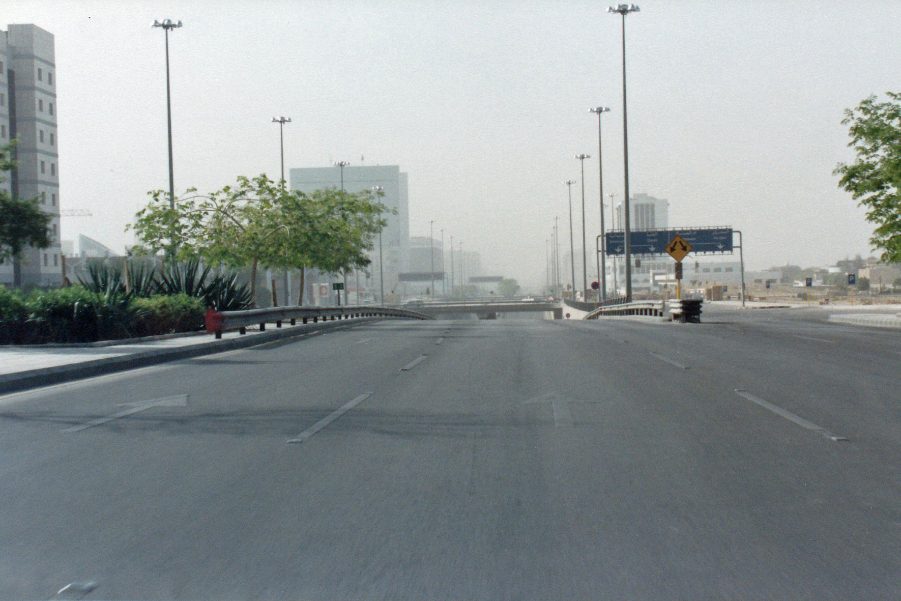 Approaching underpass before King Faisal Foundation building on left.