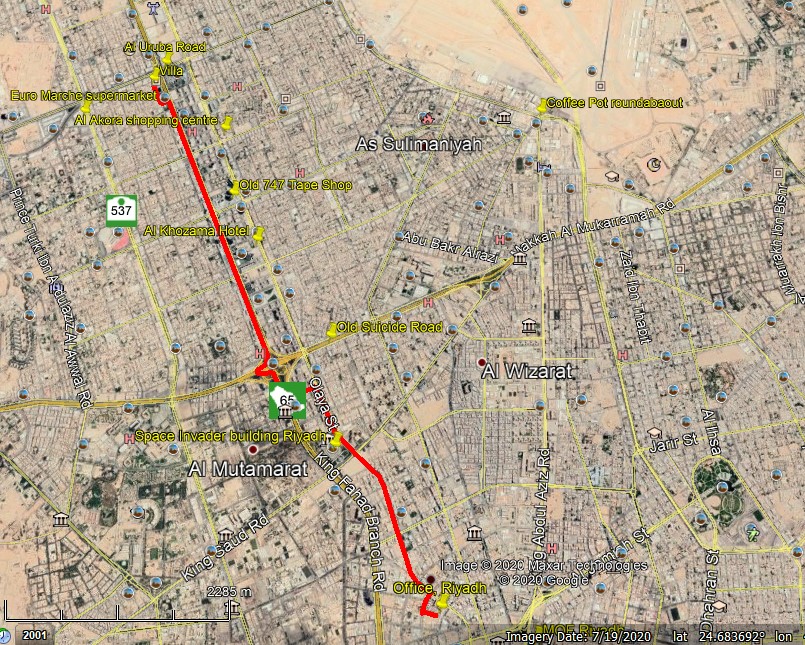 map of the Riyadh commuting route