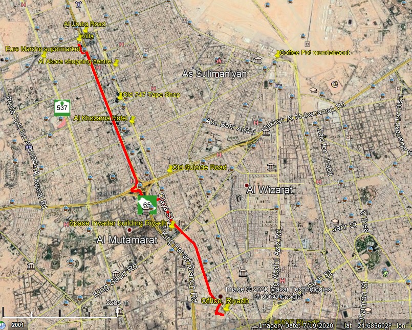 Map of Riyadh commute.