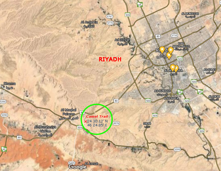 Riyadh camel trail location map - copyright Google
